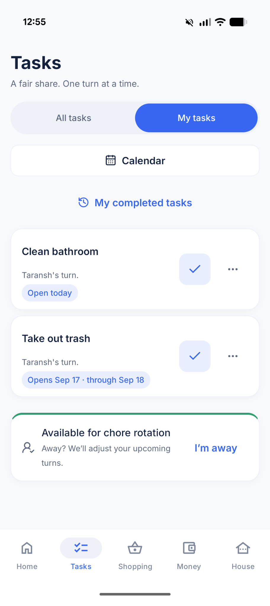 EasyDen recurring chores screen